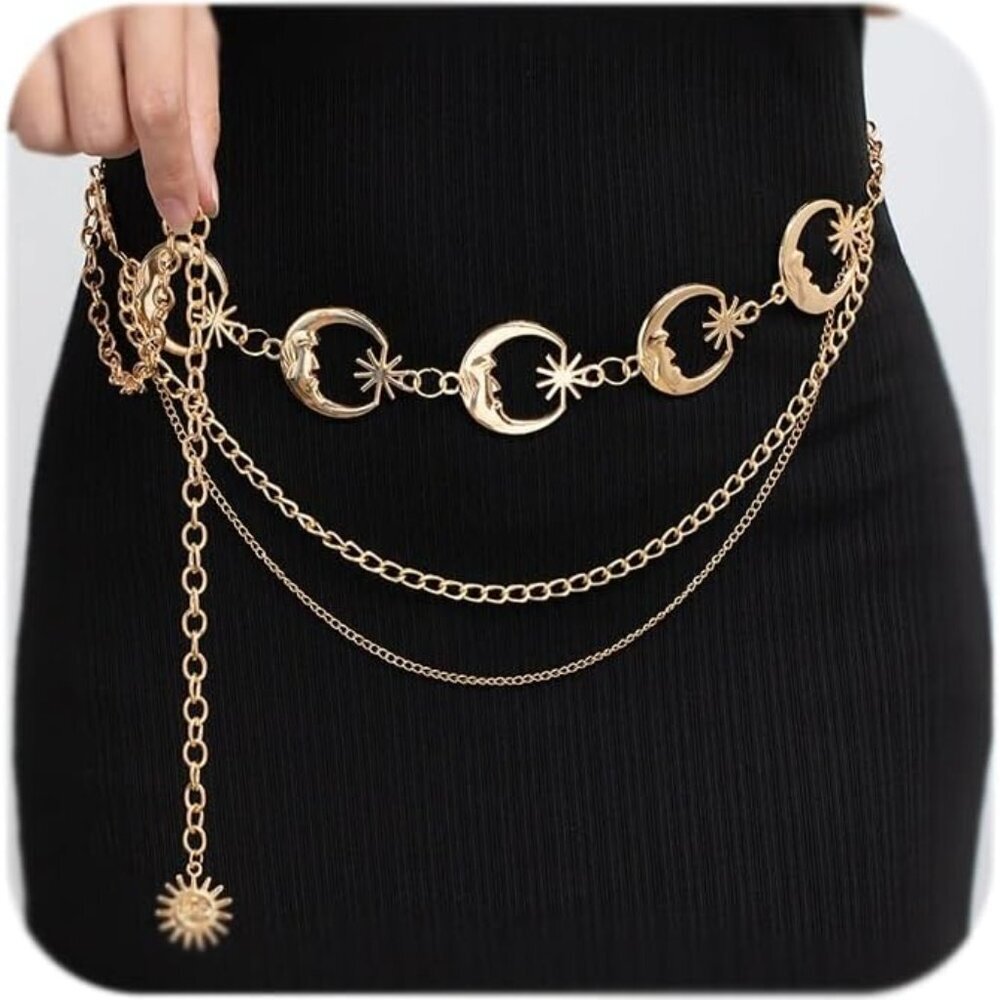 Chain Belt Chain Silver Chain Belt Gold Chain Belt with Chain Sunflower Butterfl